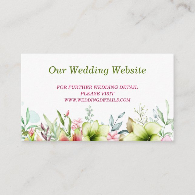 Watercolor Magenta Red Amaryllis Bröllop webbplats Tilläggskort (Framsida)