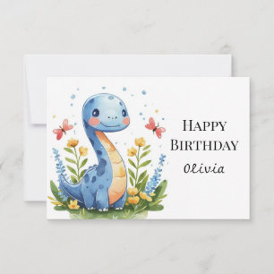 Watercolor Magic Dinosaur Birthday Kort