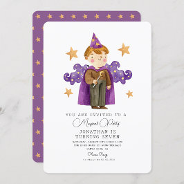 Watercolor Magician Wizard Boy Birthday-inbjudan Inbjudningar