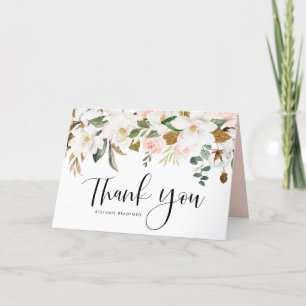 Watercolor Magnolia Cotton Garland Bröllop Tack Kort