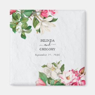 Watercolor Magnolia Flowers Wedor Favor Magnet