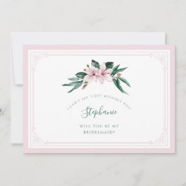 Watercolor Magnolia Rosa Blommigt Bridesmaid Inbjudningar