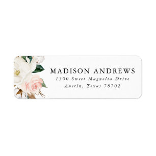 Watercolor Magnolias Returadressetiketter Returadress Etikett
