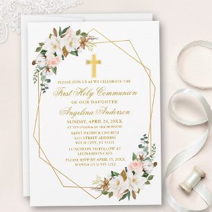 Watercolor Magnolias Ro Geo Ram Communion Inbjudningar