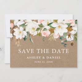 Watercolor Magnolias Rosa ros Kraft Spara Datumet