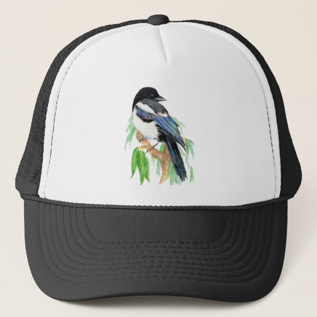 Watercolor Magpie Garden Bird Wildlife Natature Ar Keps (Framsida)