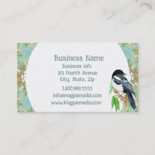 Watercolor Magpie Tribal Boho Art Wildlife Nature Visitkort
