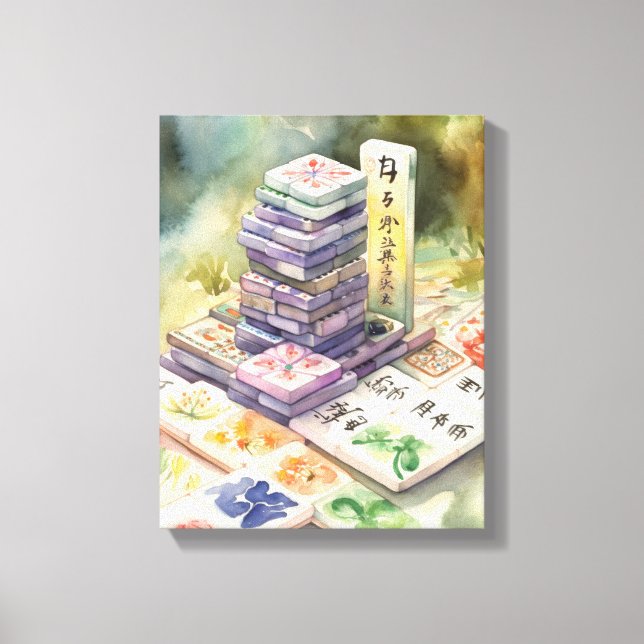 Watercolor Mahjong Art Canvastryck (Framsida)