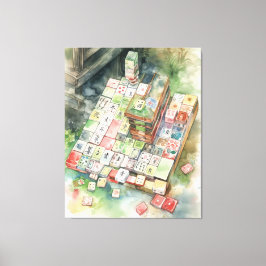 Watercolor Mahjong Art Canvastryck