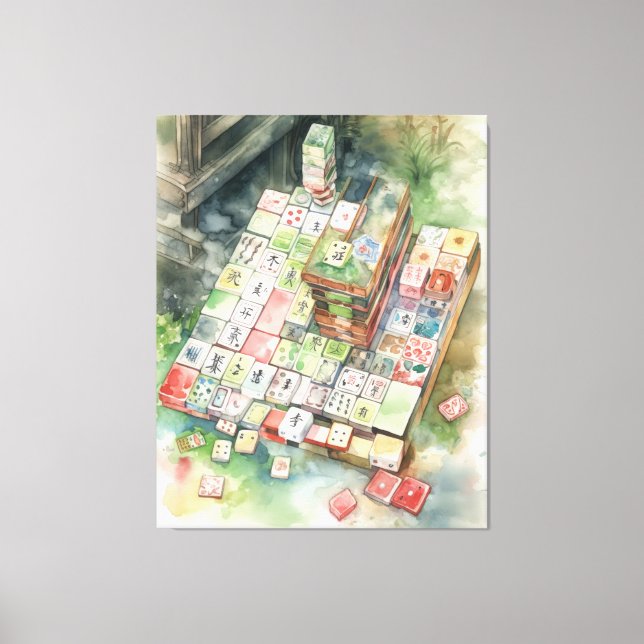 Watercolor Mahjong Art Canvastryck (Framsida)
