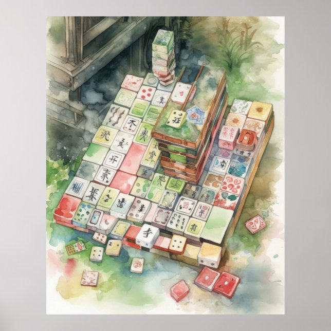 Watercolor Mahjong Art Poster (Framsidan)
