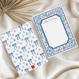 Watercolor Mahjong Tiles Party Anteckningskort
