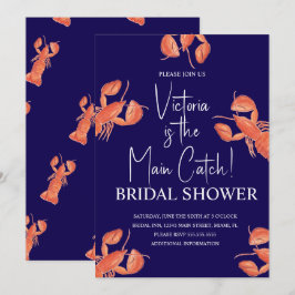 Watercolor Main Catch Lobster Bridal Shower Inbjudningar