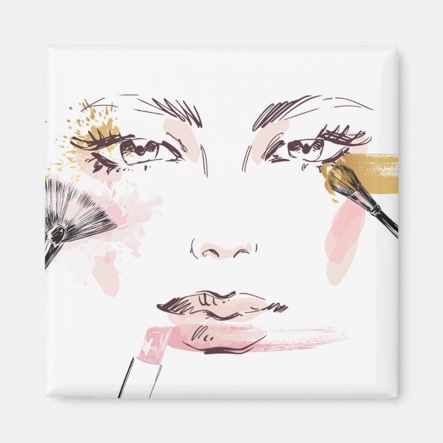 Watercolor Makeup Ansikte Magnet (Framsidan)
