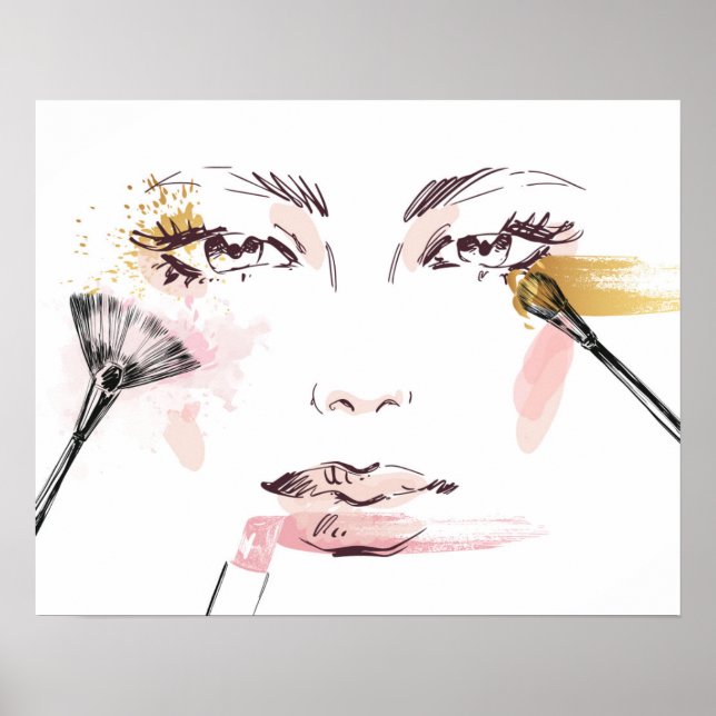 Watercolor Makeup Ansikte Poster (Framsidan)