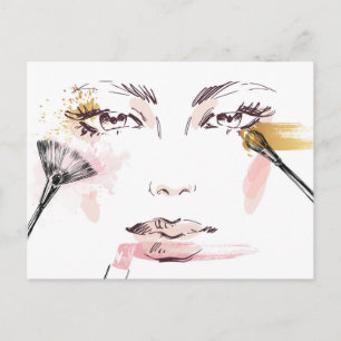 Watercolor Makeup Ansikte Vykort