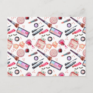 Watercolor Makeup Mönster Helg Vykort