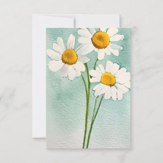 Watercolor målarkamomill blommor white bloom tack kort
