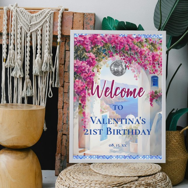Watercolor mamma Mia Rosa Flowers Party Välkommen Poster (Skapare uppladdad)