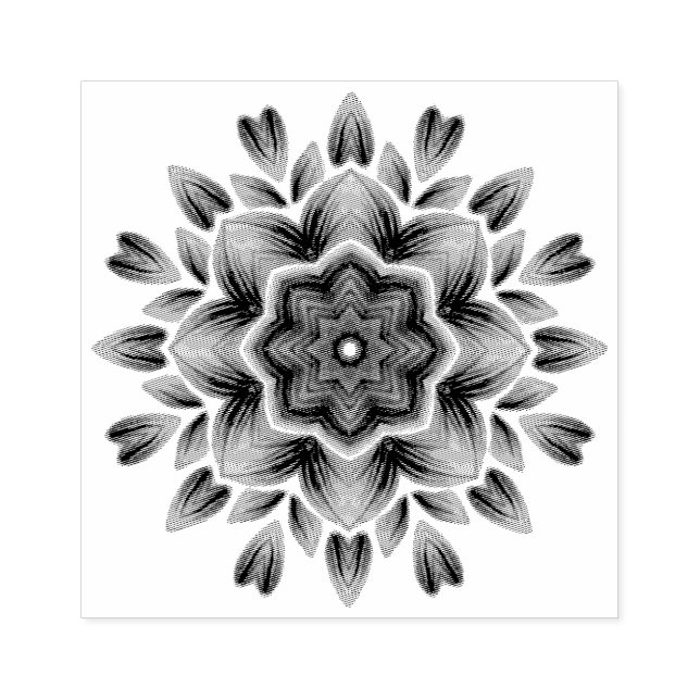 Watercolor Mandala Art - Röd ros Petals Flower Stämpel (Tryck)