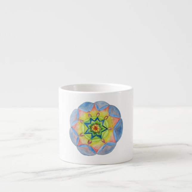Watercolor mandala bra Morgon Mugg Espressomugg (Framsidan)