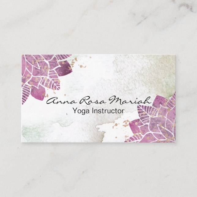 *~* Watercolor Mandala Glitter Healing Yoga Reiki Visitkort (Framsida)