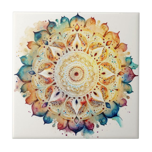 Watercolor Mandala Kakelplatta (Framsidan)