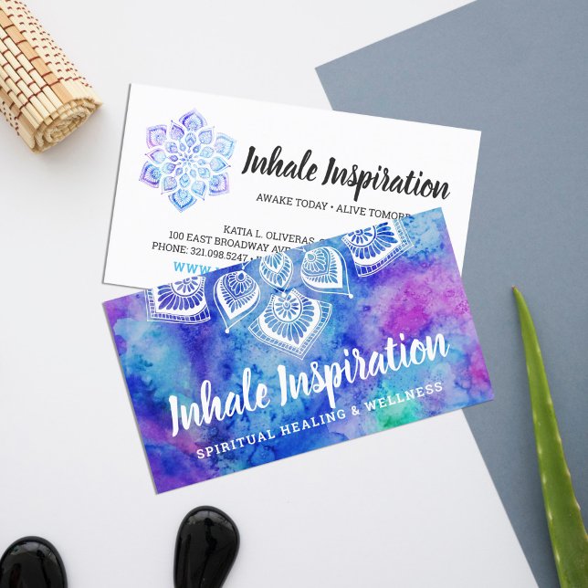 Watercolor Mandala Metaphysical Andlig Yoga Visitkort (Skapare uppladdad)