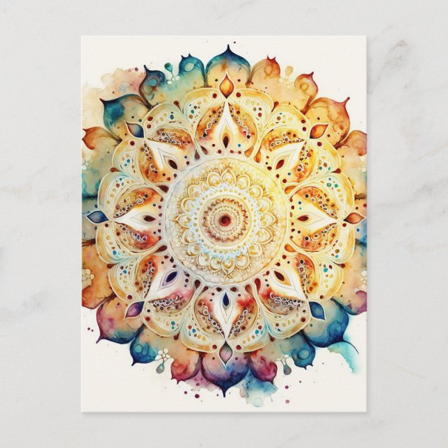 Watercolor Mandala Vykort (Framsida)