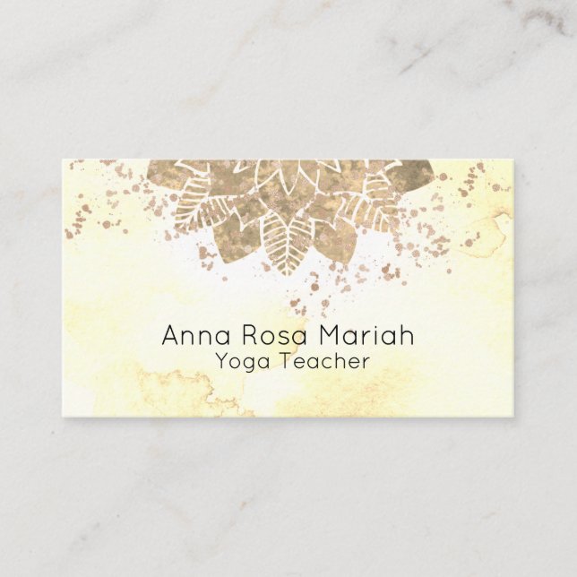 *~* Watercolor Mandala Yoga Glitter Andlig Visitkort (Framsida)