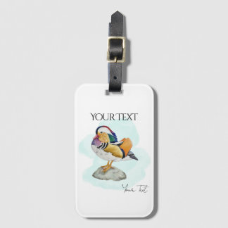 Watercolor Mandarin Duck Bagagebricka