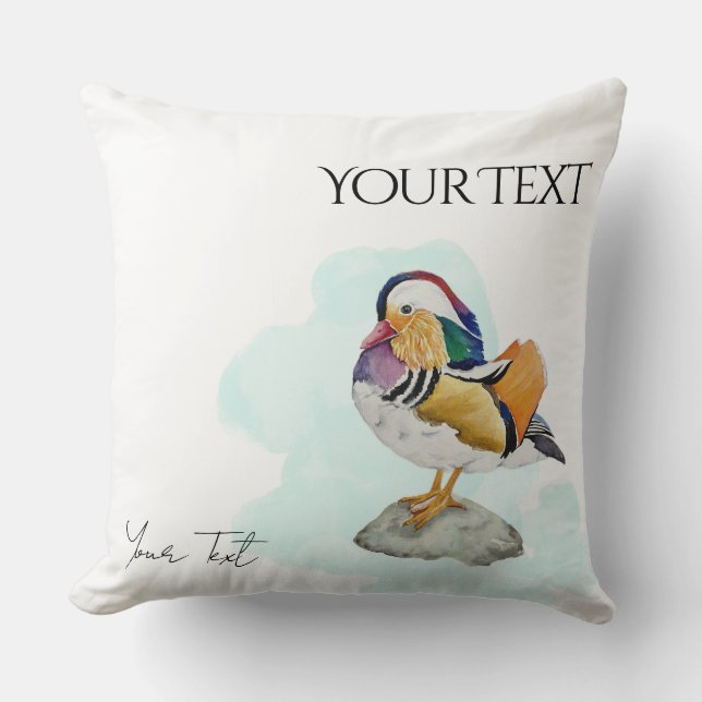 Watercolor Mandarin Duck Kudde (Framsida)