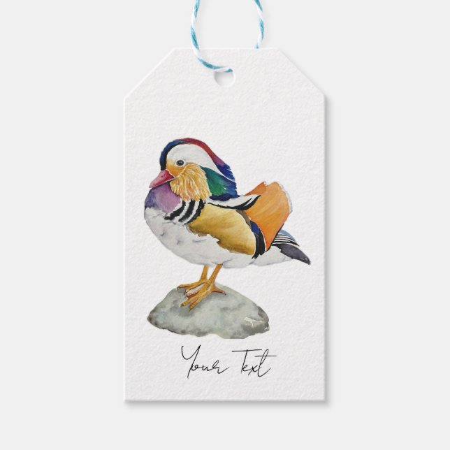 Watercolor Mandarin Duck Presentetikett (Framsidan)