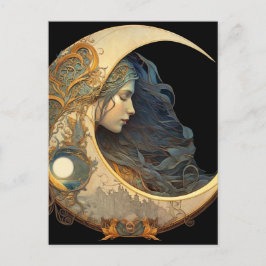 Watercolor Måne Goddess Helg Vykort