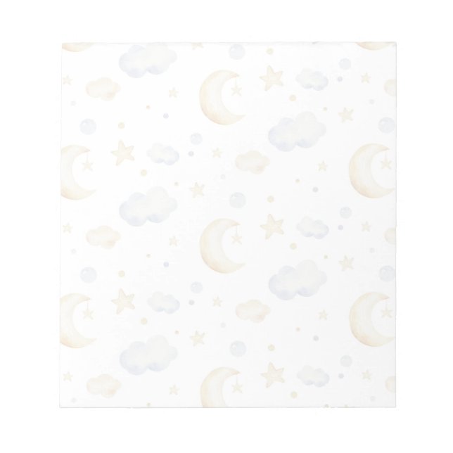 Watercolor Måne Stars & Cloud Mönster Anteckningsblock (Framsida)