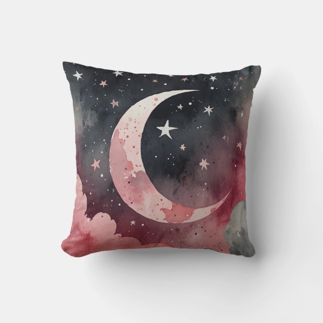 Watercolor Måne Stars Kudde (Framsida)