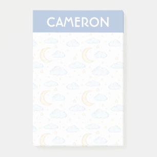 Watercolor Måne Stars och Clouds Mönster Post-it Block