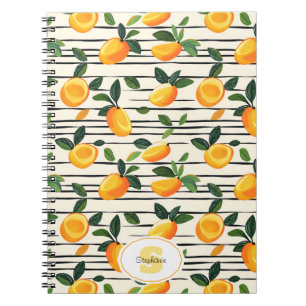 Watercolor Mango Mönster med Grönt Löv Anteckningsbok