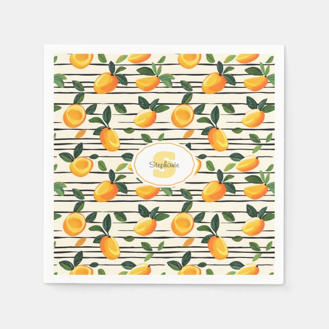 Watercolor Mango Mönster med Grönt Löv Pappersservett (Framsidan)