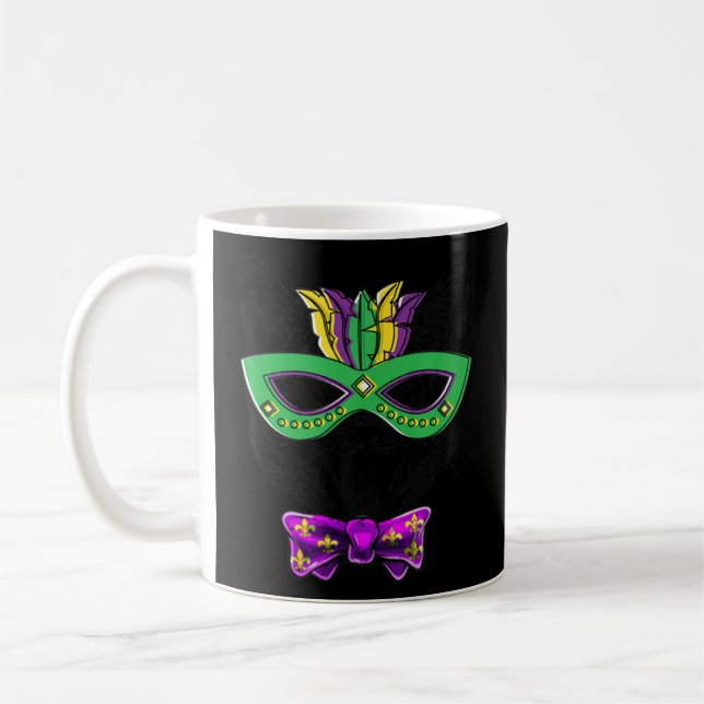 Watercolor Mardi Gras Cat Ansikte Carnival Mask Fe Kaffemugg (Vänster)