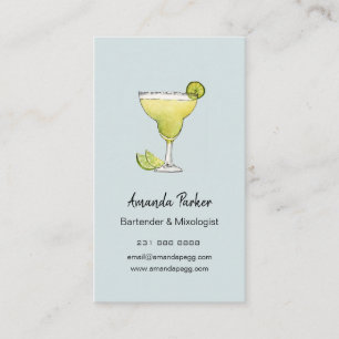 Watercolor Margarita bartender, Mixologist Affär Visitkort