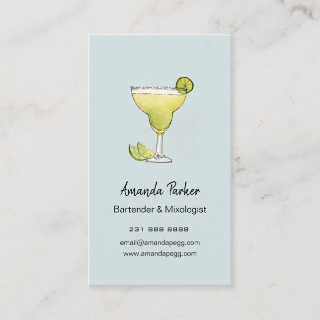 Watercolor Margarita bartender, Mixologist Affär Visitkort (Framsida)