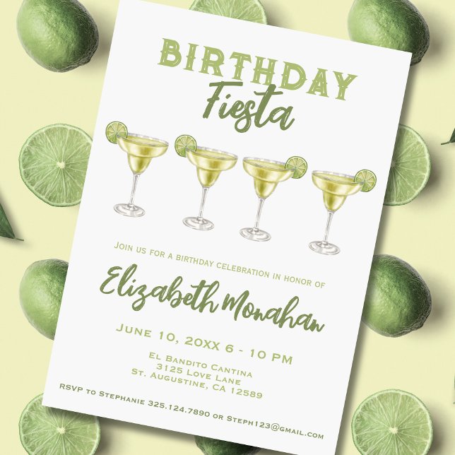Watercolor Margarita Birthday Fiesta Birthday Inbjudningar (Skapare uppladdad)