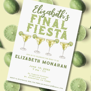 Watercolor Margarita final Fiesta Bachelorette Inbjudningar