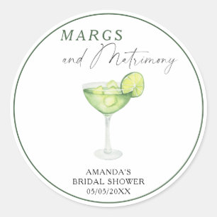 Watercolor Margs och bröllopsdusch  Runt Klistermärke