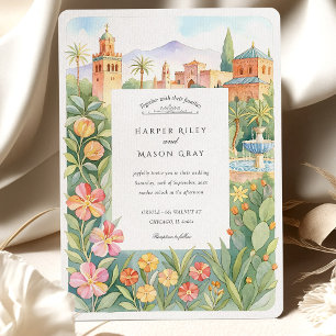 Watercolor Marrakesh Moroccan Garden Wedding Inbjudningar