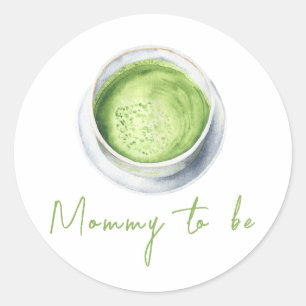 Watercolor Matcha Latte Barnrumsfirande - Blivande Runt Klistermärke