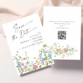 Watercolor Meadow Wildblombohemian Bröllop Spara Datumet