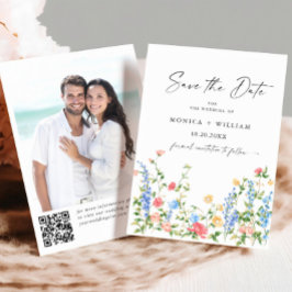 Watercolor Meadow Wildblombohemian Bröllop Spara Datumet