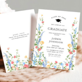 Watercolor Meadow WildblomBoho Studentfest Inbjudningar